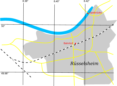 Stadtplan von Rüsselsheim