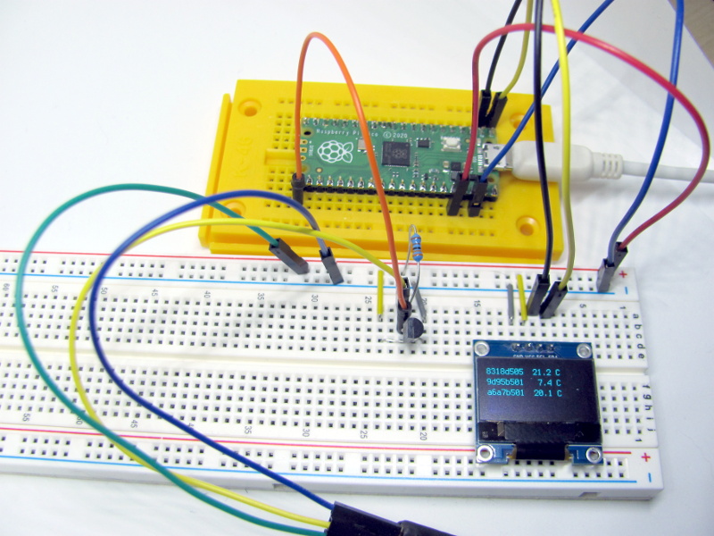 Musteraufbau Pico, DS1820 und OLED